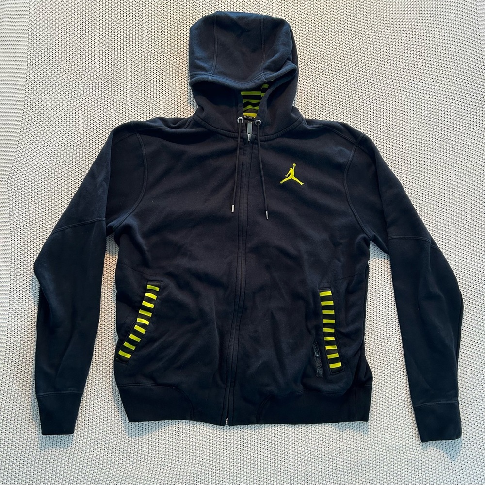 Jordan Black Hoodie with Yellow Stripes